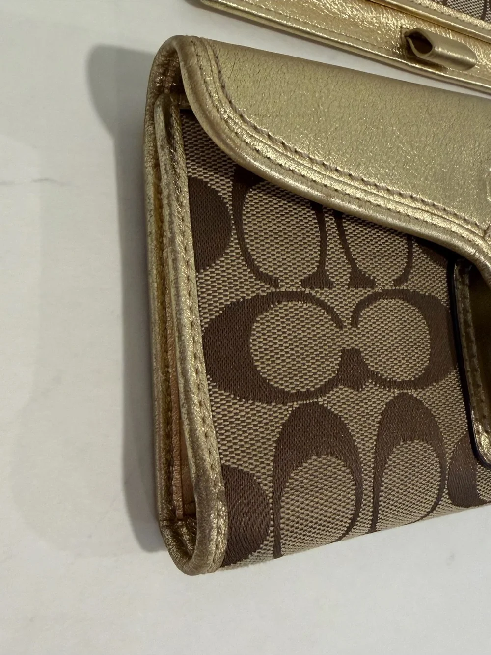 Vintage Coach Bleecker Signature canvas wallet metallic trim with checkbook